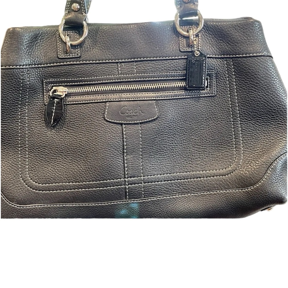 Coach Penelope Satchel Purse Handbag Black Leather 2 Straps